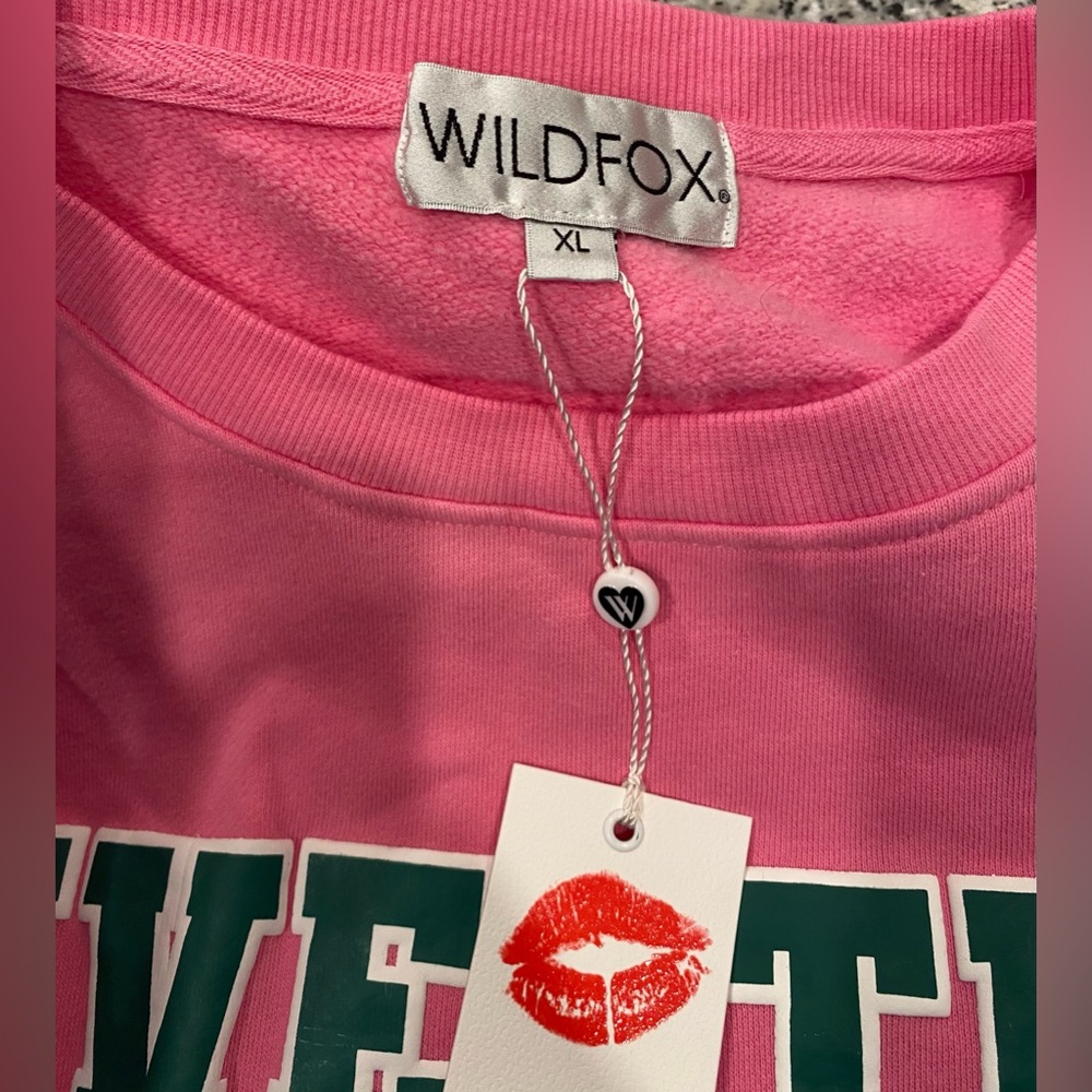 Wildfox Sweatshirt Women's Crew Neck Investing In Myself Aurora Pink XL - Picture 3 of 12